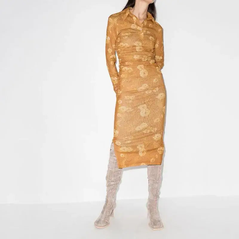 Slim Waist Pleated Shirt Dress | same ANTHEM.