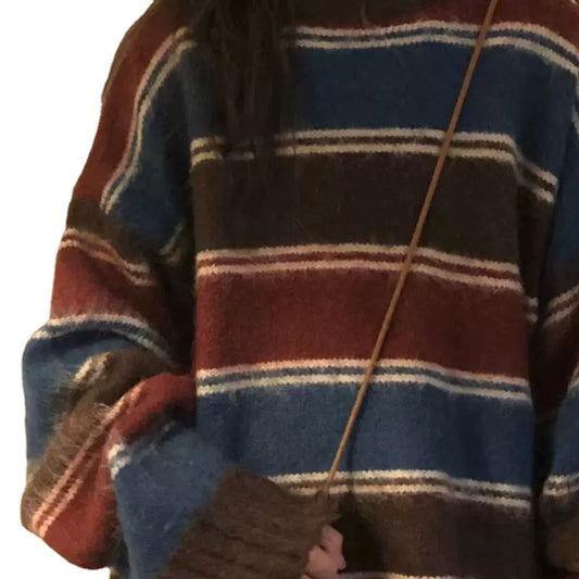 Harajuku Striped Pullover Women | Japanese Grunge Sweater | same ANTHEM.