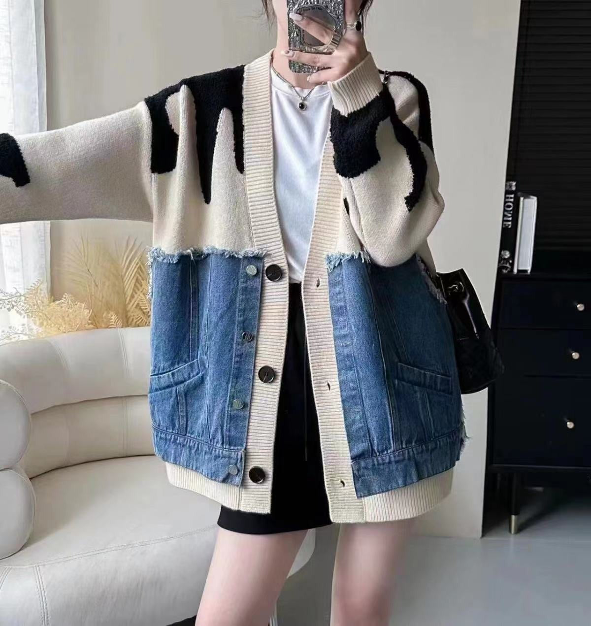 Casual Knitted Denim Coat | same ANTHEM.