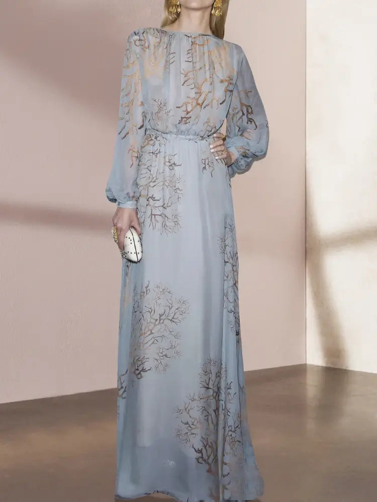 Blue Lantern Sleeve Dress | same ANTHEM.