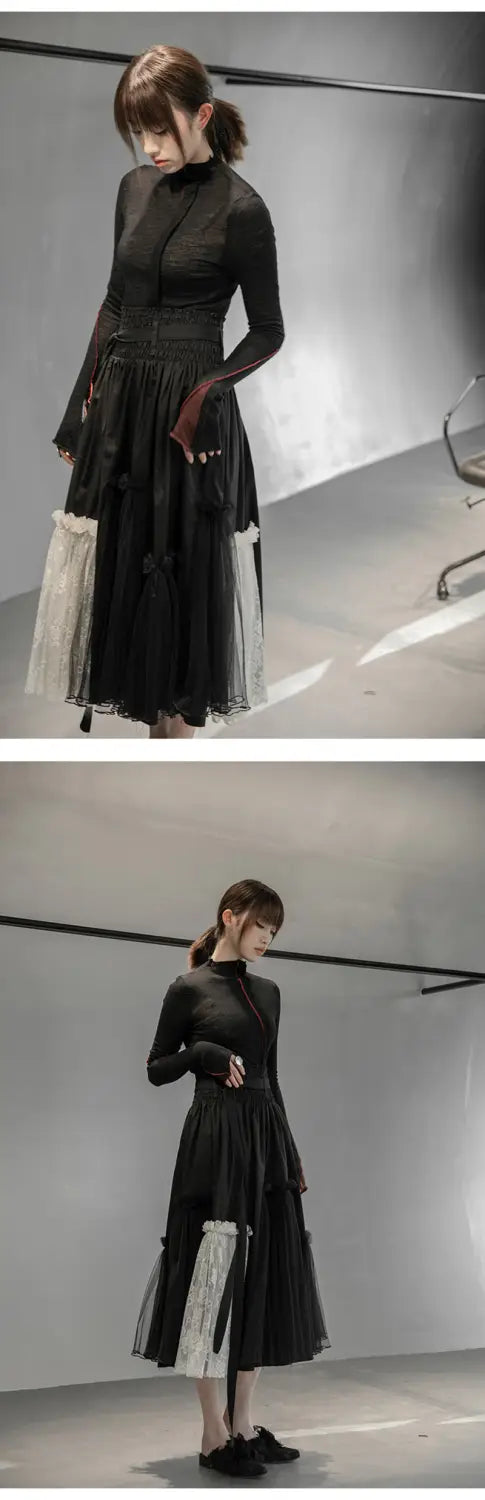 Romantic Mesh Asymmetrical Skirt | same ANTHEM.