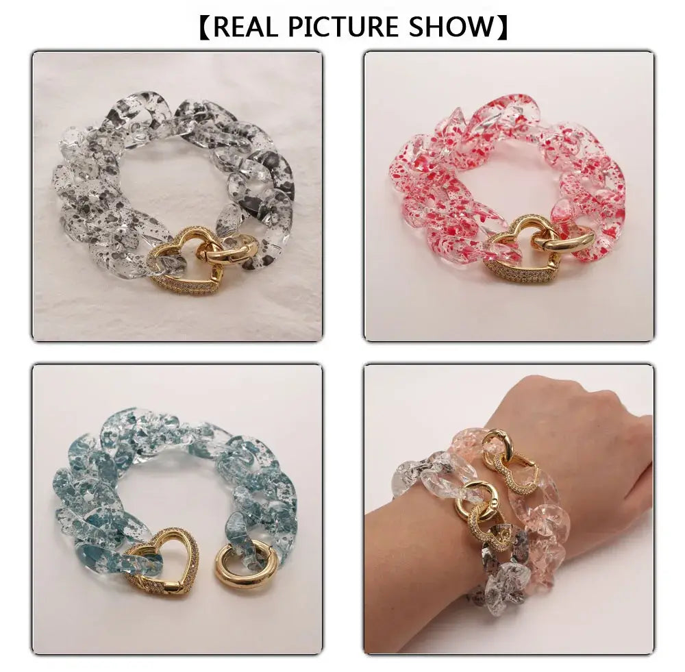 Colorful Resin Zircon Heart Bracelet | Vintage Style Luxury Jewelry | same ANTHEM