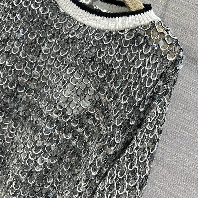 Hollow Sequins Sweater | same ANTHEM.