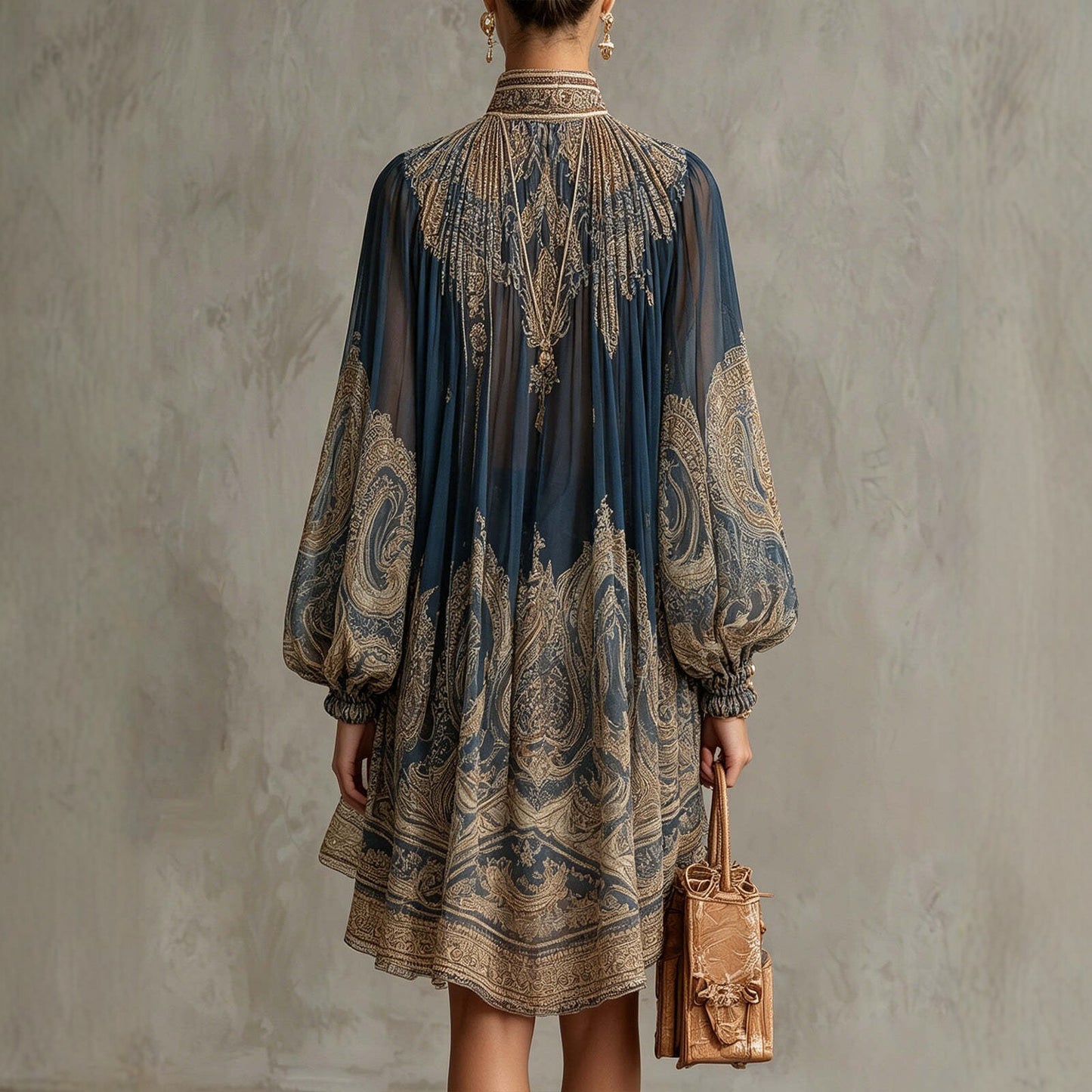 Printed Long Sleeve Loose Dress | same ANTHEM.