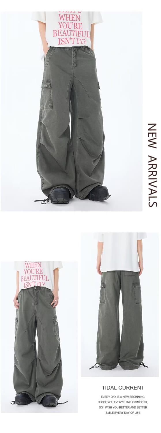 Loose Denim Multi-Pocket Straight Leg Pants | same ANTHEM.