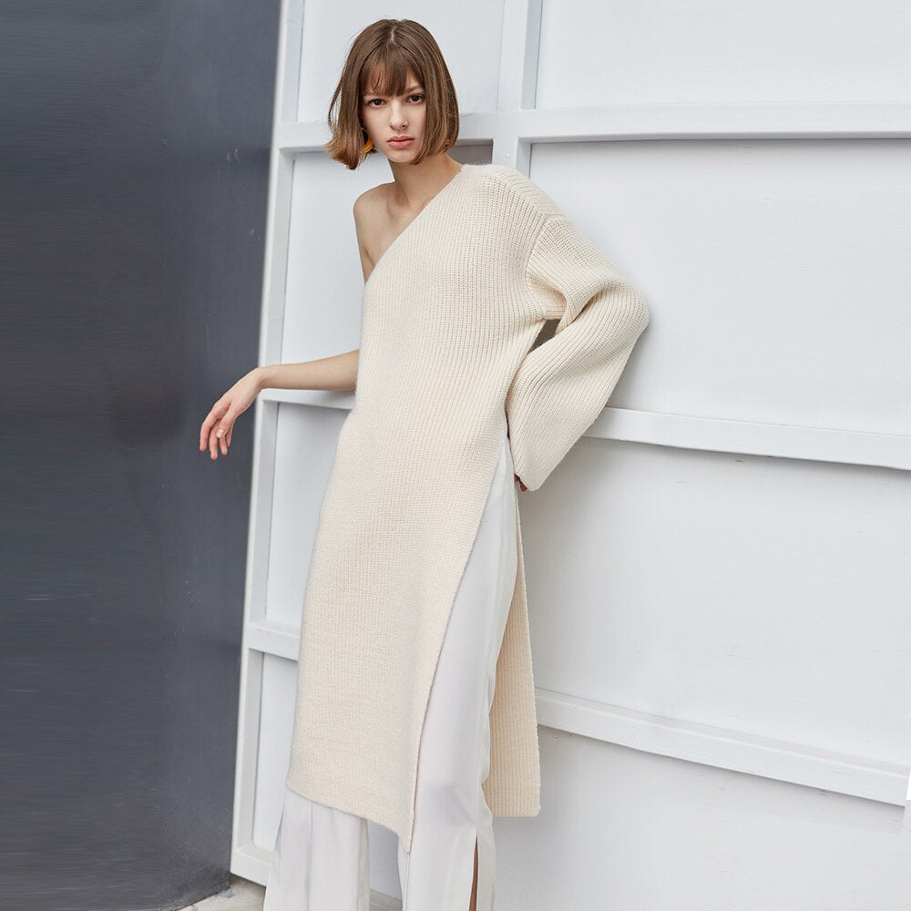 Knitted One Shoulder Sweater Dress | same ANTHEM.