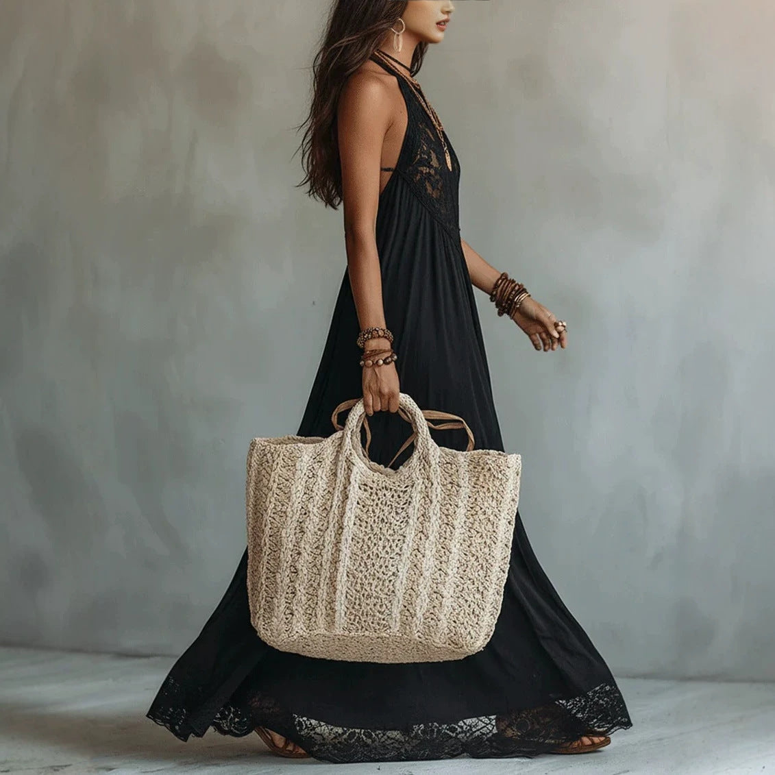 Long Black Boho Lace Dress |same ANTHEM.