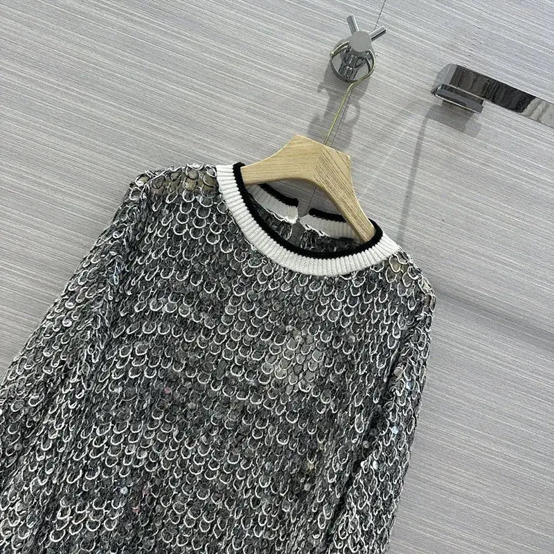 Hollow Sequins Sweater | same ANTHEM.