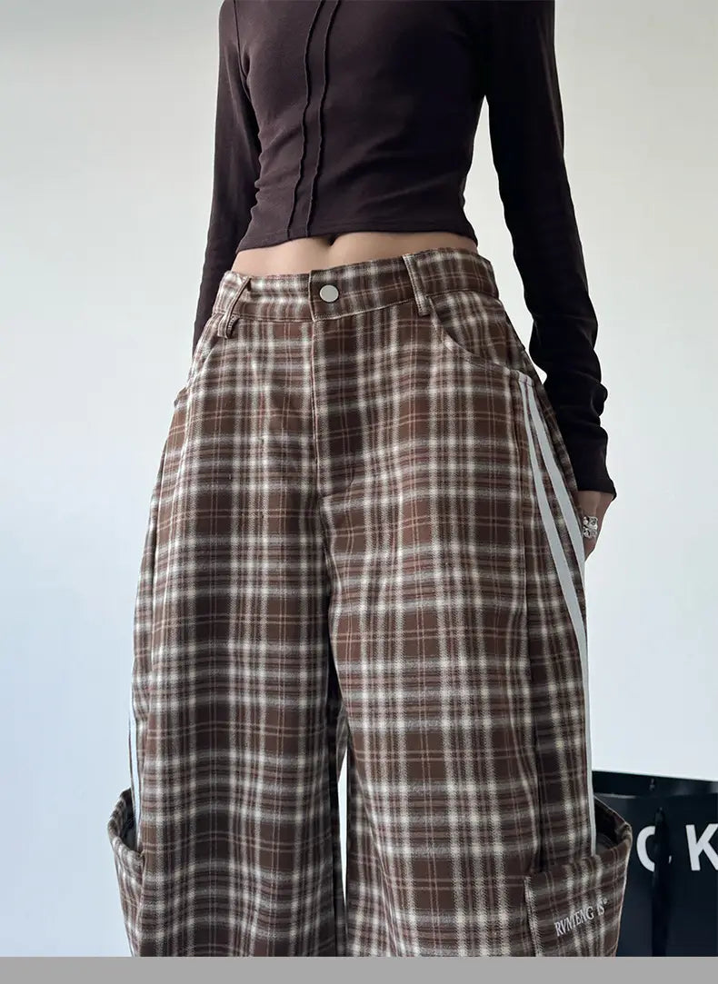 Coffee Plaid Wide Leg Pants | same ANTHEM.