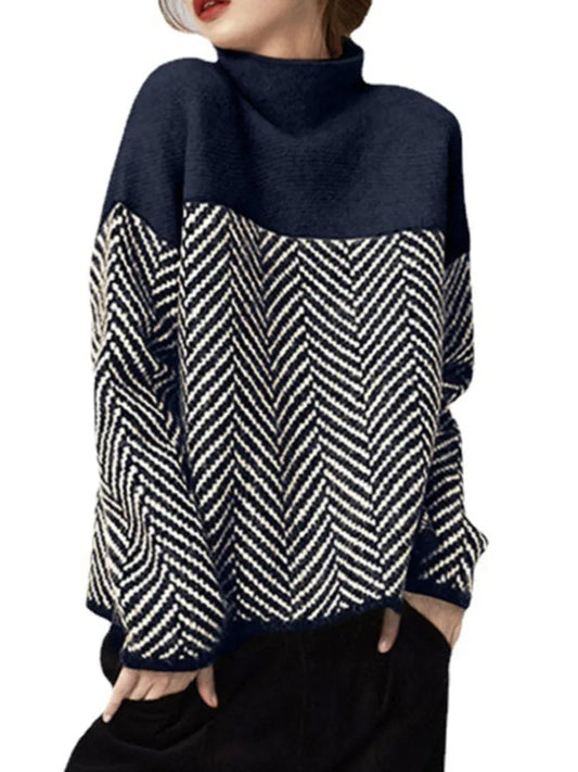 Contrast Patchwork Pullover Sweater Women | Casual Knitted Autumn Top | same ANTHEM.