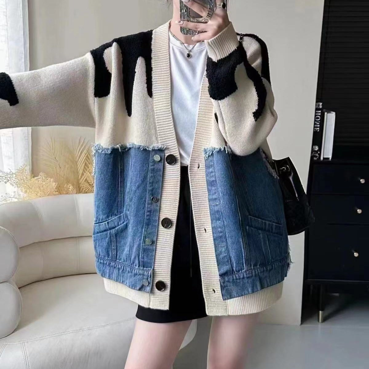 Casual Knitted Denim Coat | same ANTHEM.