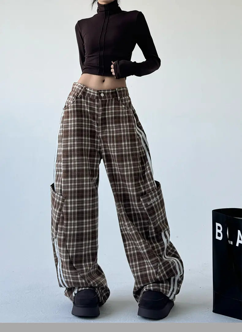 Coffee Plaid Wide Leg Pants | same ANTHEM.
