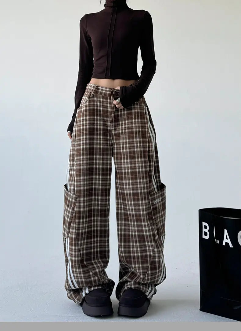 Coffee Plaid Wide Leg Pants | same ANTHEM.