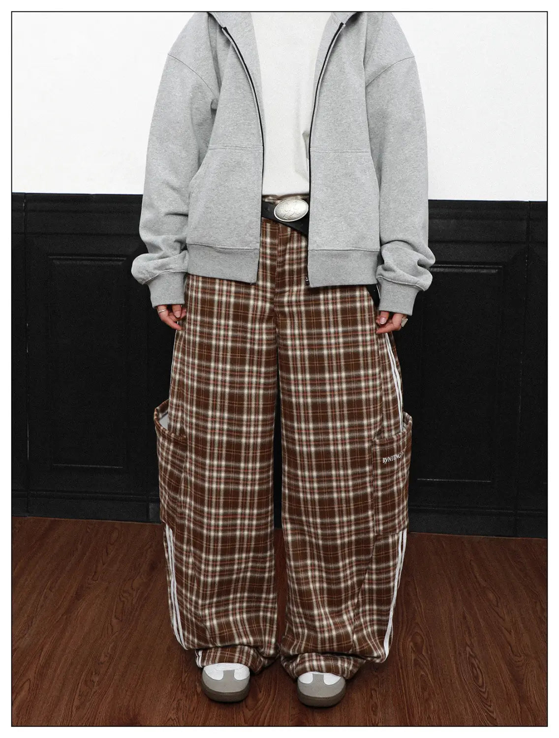 Coffee Plaid Wide Leg Pants | same ANTHEM.