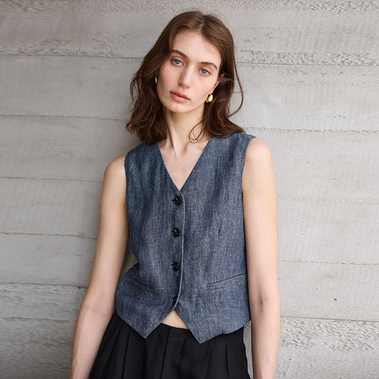 Solid Linen Vest | same ANTHEM.