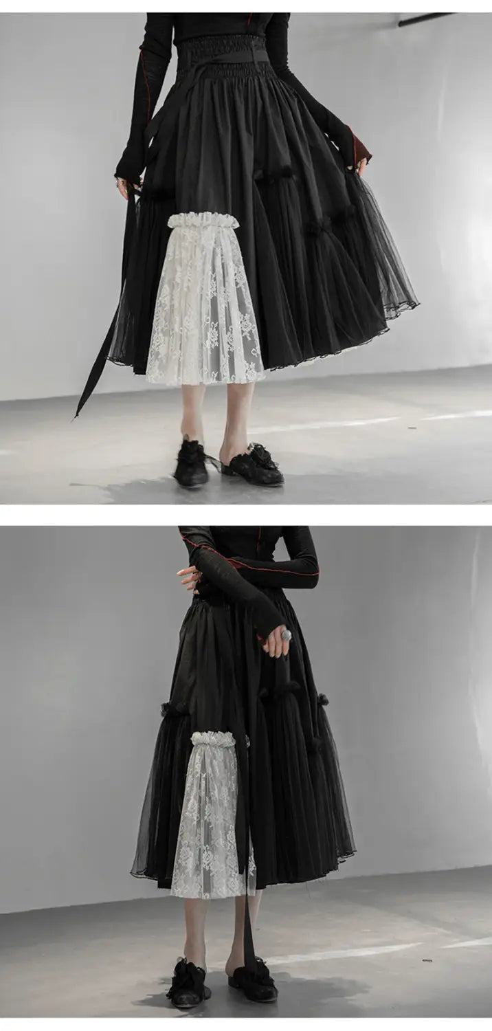 Romantic Mesh Asymmetrical Skirt | same ANTHEM.