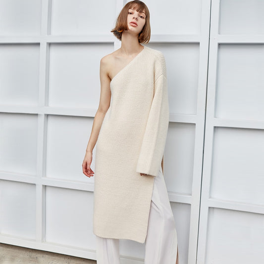 Knitted One Shoulder Sweater Dress | same ANTHEM.