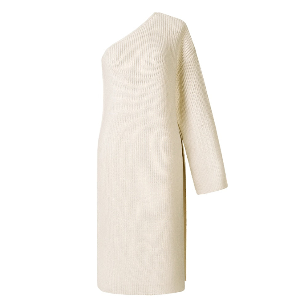 Knitted One Shoulder Sweater Dress | same ANTHEM.