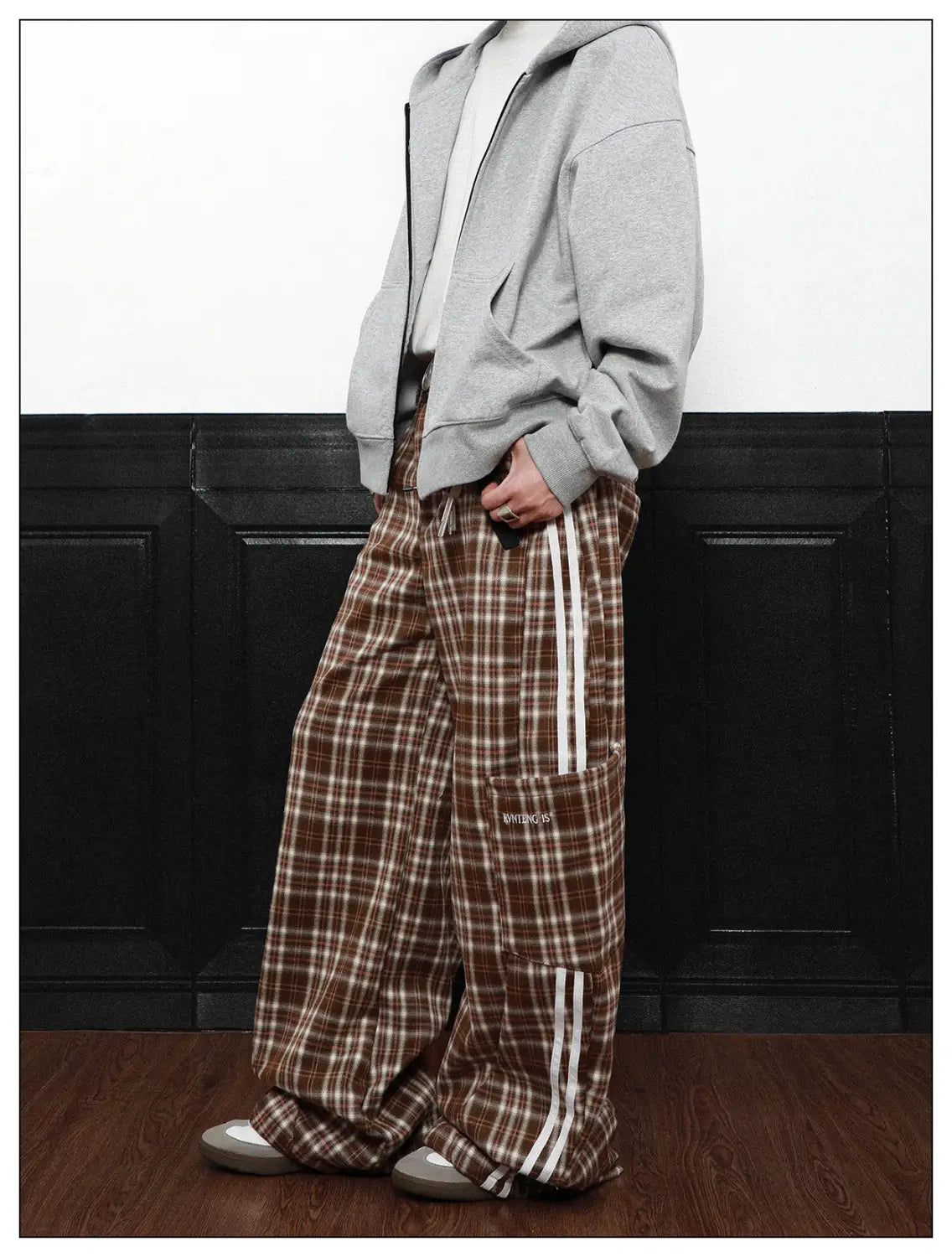 Coffee Plaid Wide Leg Pants | same ANTHEM.