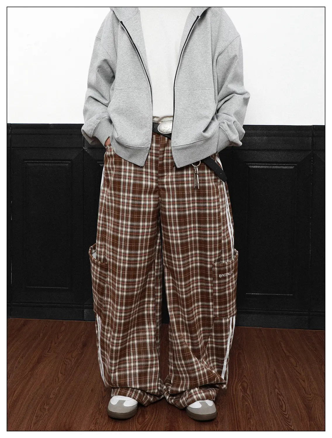 Coffee Plaid Wide Leg Pants | same ANTHEM.