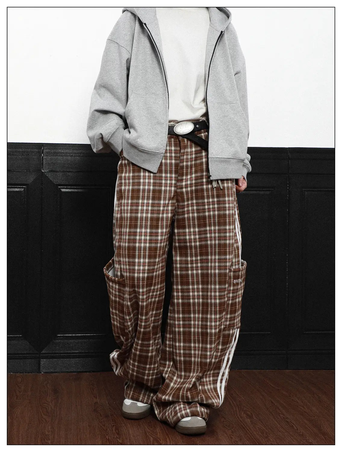 Coffee Plaid Wide Leg Pants | same ANTHEM.