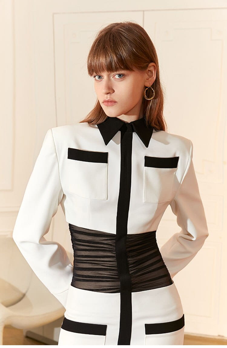 Black & White Mesh Waist Dress | same ANTHEM.