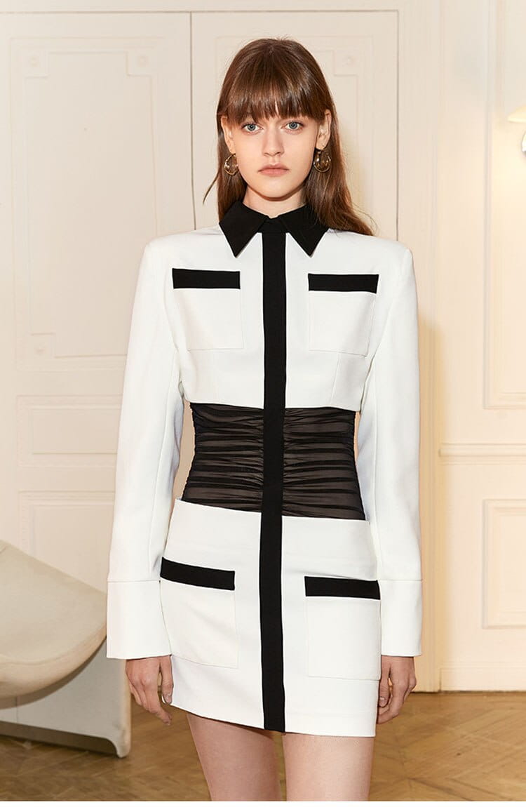 Black & White Mesh Waist Dress | same ANTHEM.