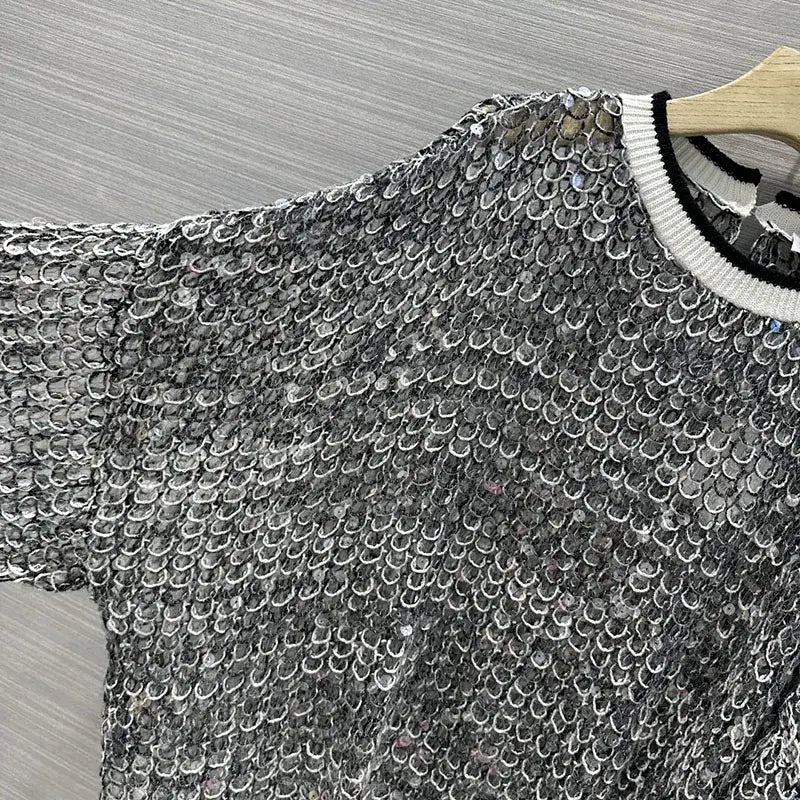 Hollow Sequins Sweater | same ANTHEM.