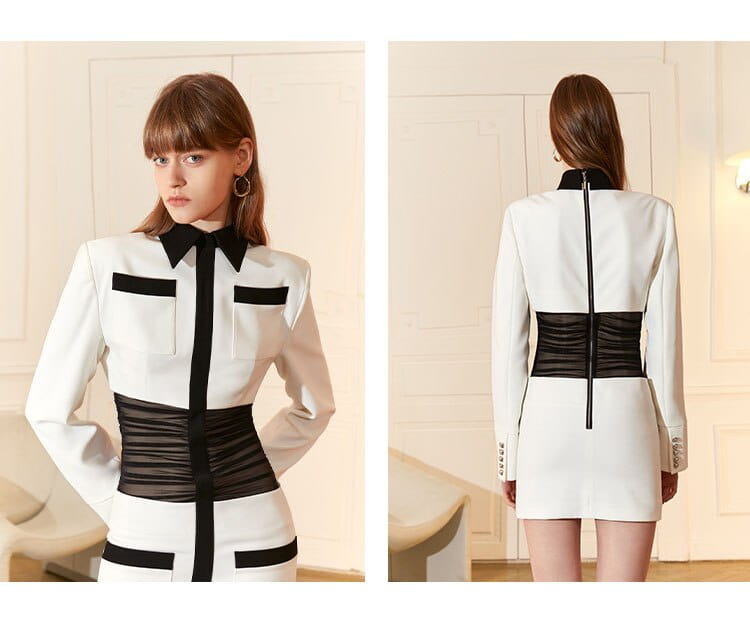 Black & White Mesh Waist Dress | same ANTHEM.