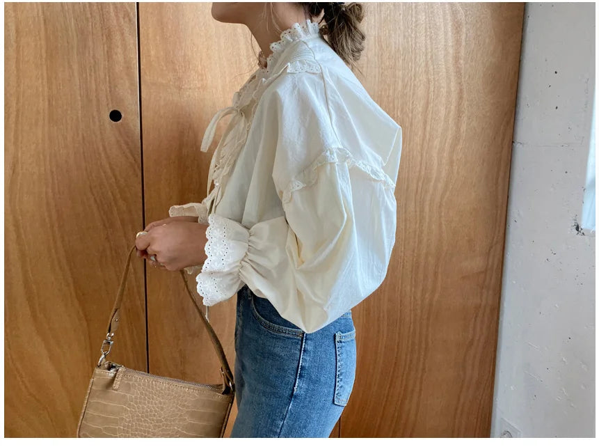 same ANTHEM. Hollow Out Vintage Blouse – Loose Korean Style Soulmate Streetwear
