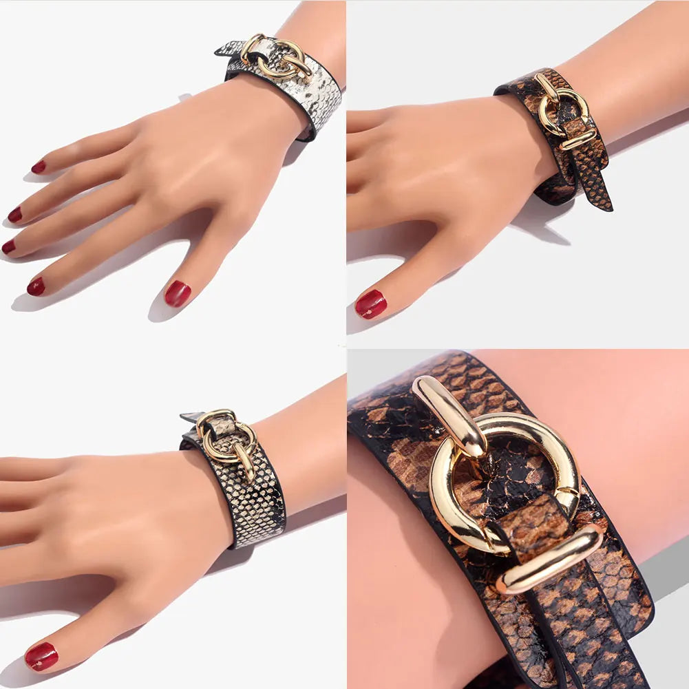 Leopard Leather Bangle Bracelet – Vintage Boho Punk Style | same ANTHEM