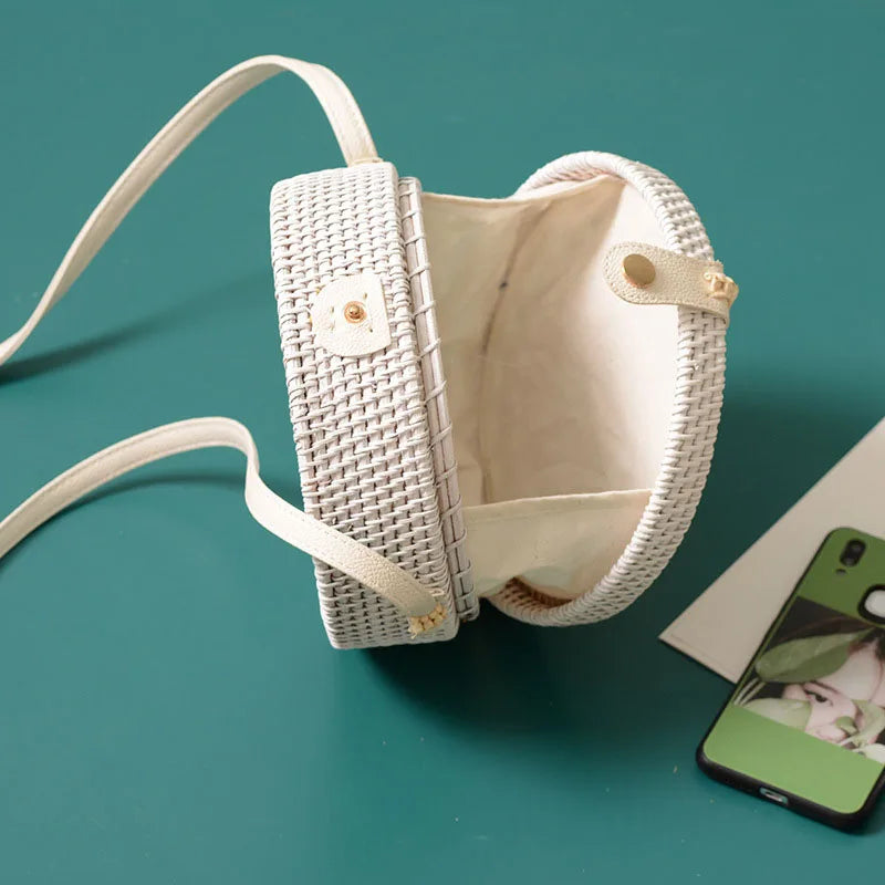 White Rattan Circle Bag | Boho Soulmate Streetwear – same ANTHEM.