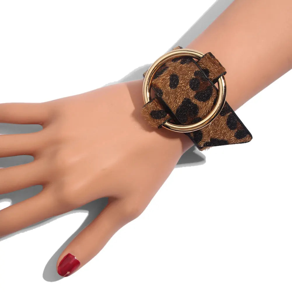 Leopard Leather Bangle Bracelet – Vintage Boho Punk Style | same ANTHEM
