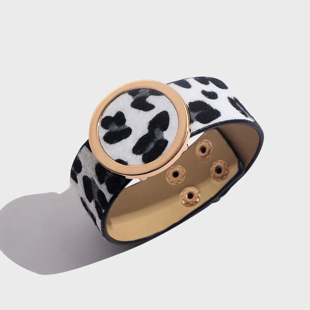 Leopard Leather Bangle Bracelet – Vintage Boho Punk Style | same ANTHEM