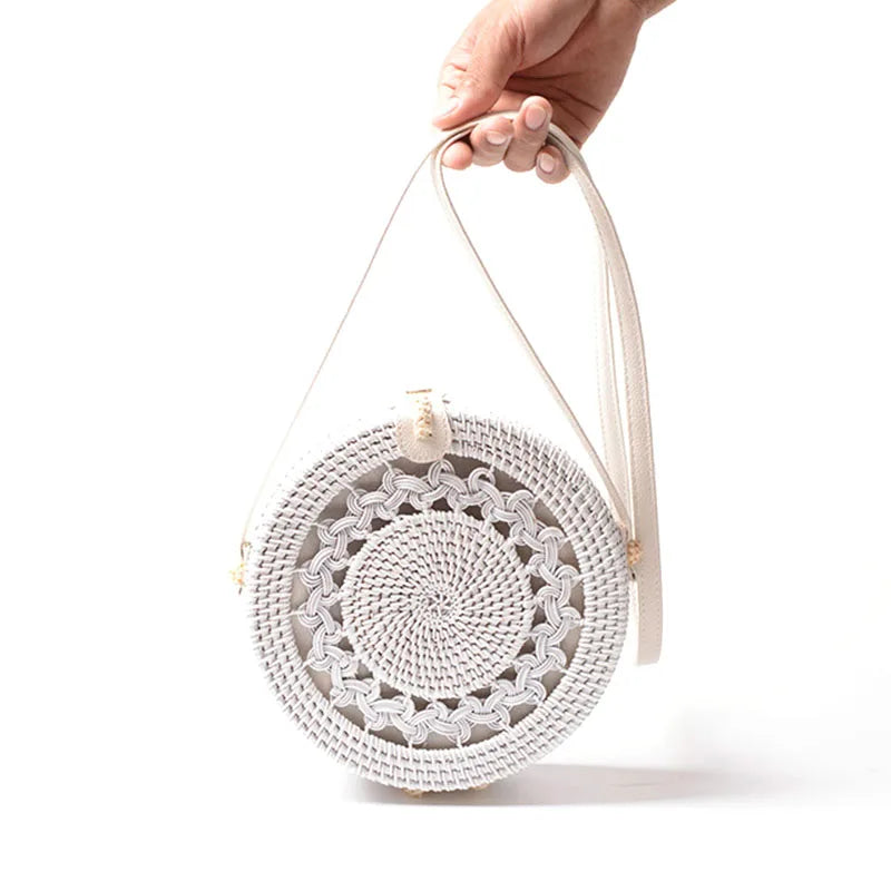 White Rattan Circle Bag | Boho Soulmate Streetwear – same ANTHEM.