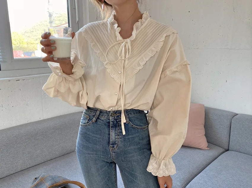 same ANTHEM. Hollow Out Vintage Blouse – Loose Korean Style Soulmate Streetwear