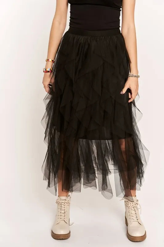 ADORA Ruffled Elastic Waist Midi Skirt | Dreamy Romantic Chic | same ANTHEM