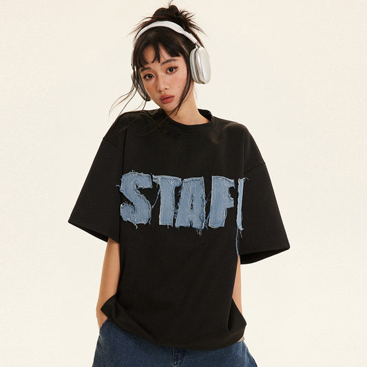 Alphabet Denim Patch T-Shirt – same ANTHEM. Soulmate Streetwear