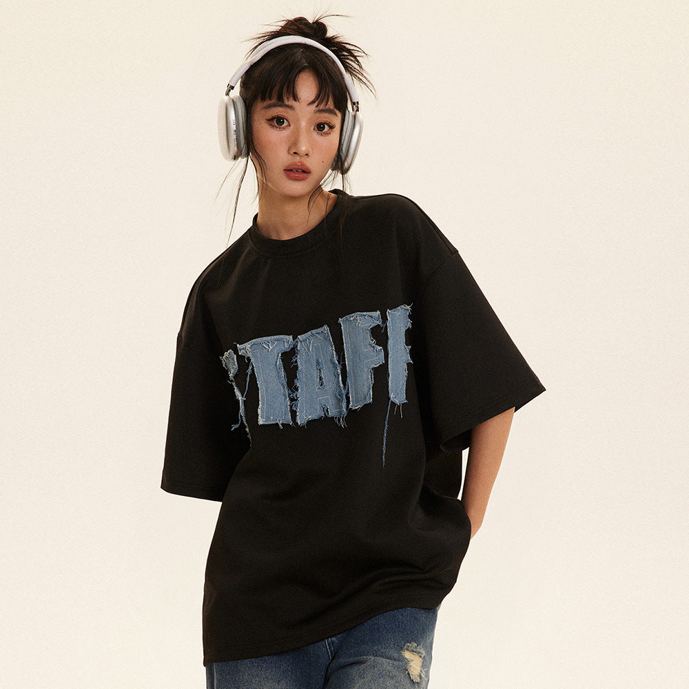 Alphabet Denim Patch T-Shirt – same ANTHEM. Soulmate Streetwear