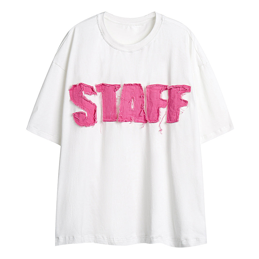 Alphabet Denim Patch T-Shirt – same ANTHEM. Soulmate Streetwear - White / S