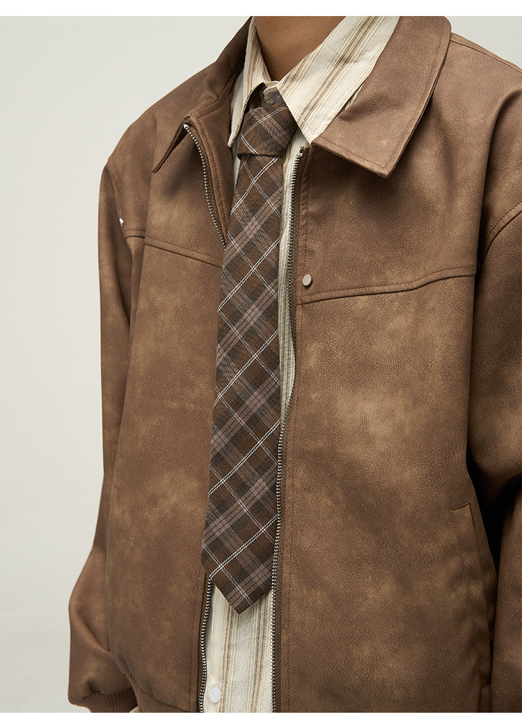 American Retro Brown Leather Jacket for Men – Classic Casual Streetwear | same ANTHEM