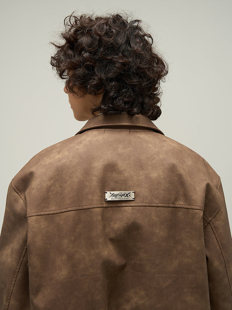 American Retro Brown Leather Jacket for Men – Classic Casual Streetwear | same ANTHEM