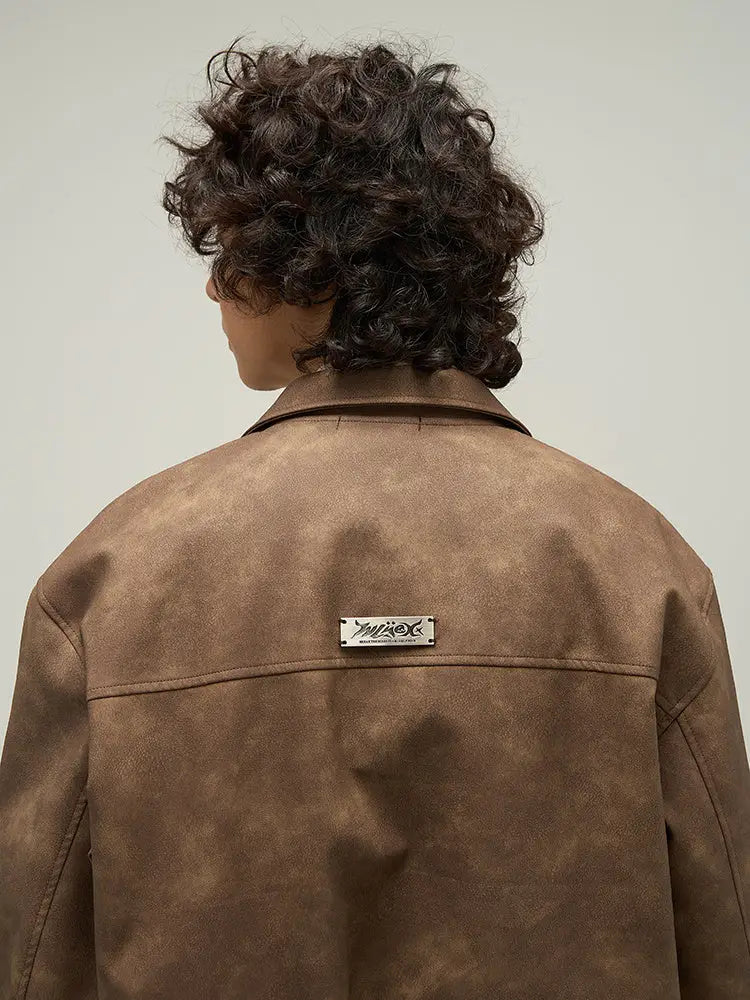 American Retro Brown Leather Jacket for Men – Classic Casual Streetwear | same ANTHEM