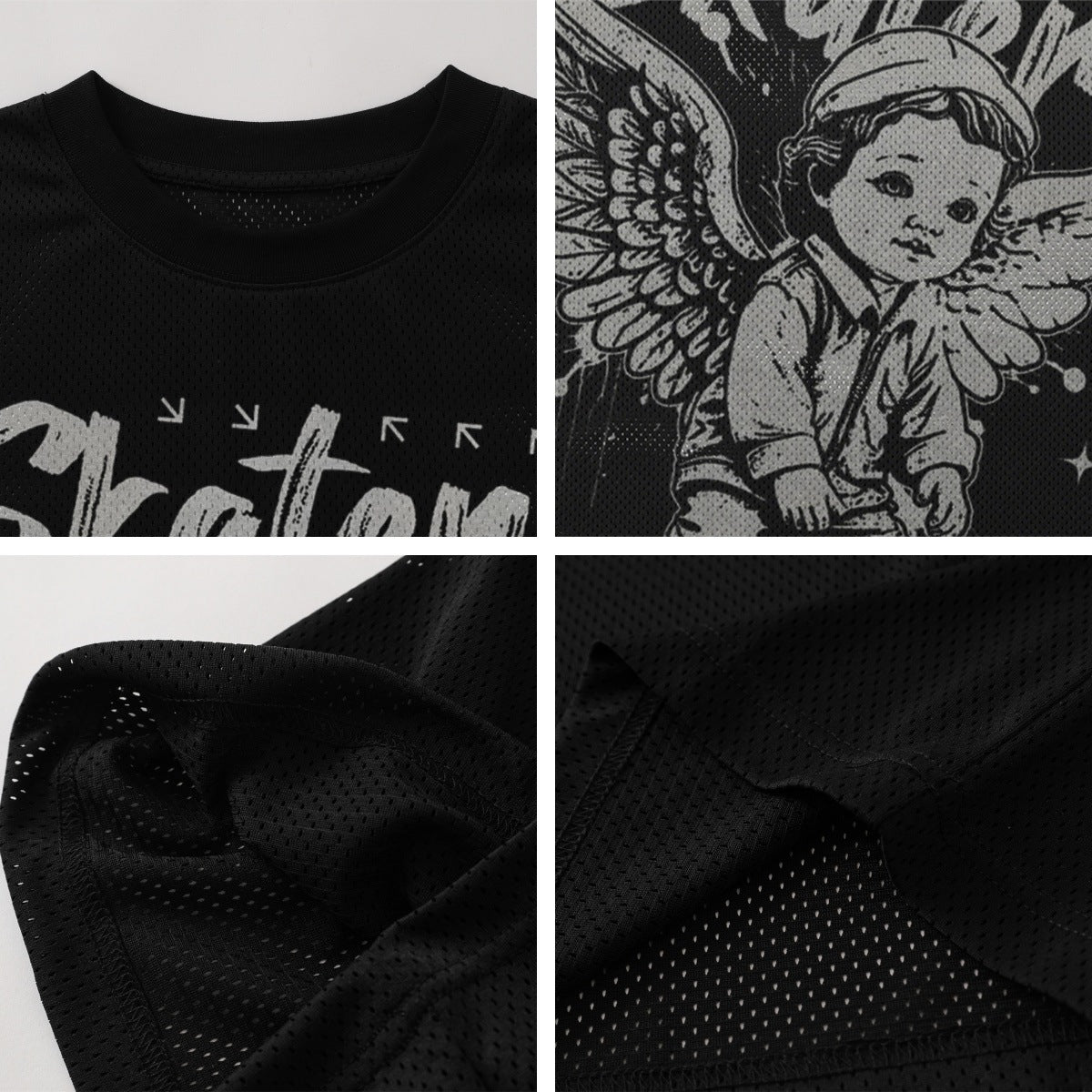 Angel Mesh Breathable Streetwear T-Shirt – Loose Skate Wear | same ANTHEM