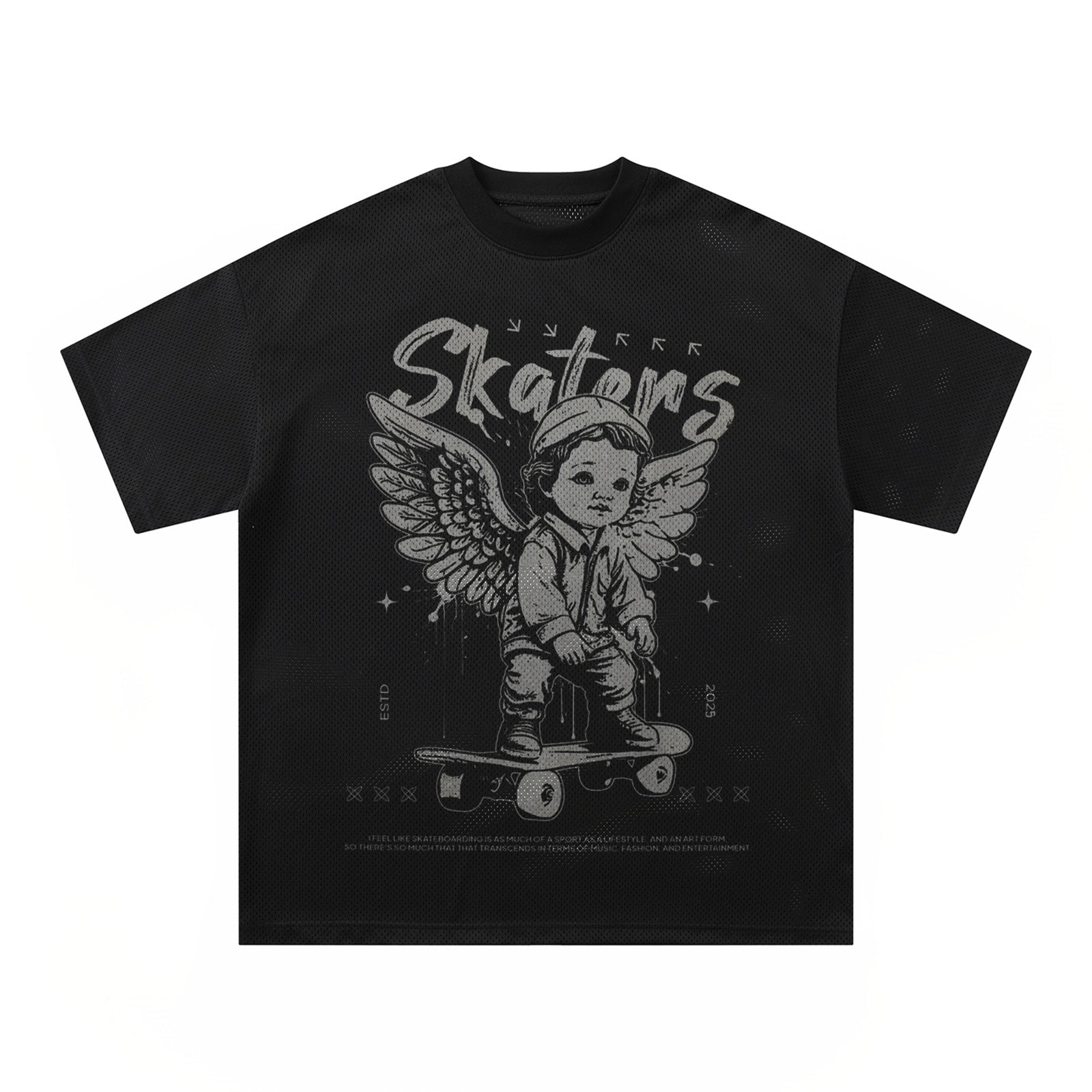 Angel Mesh Breathable Streetwear T-Shirt – Loose Skate Wear | same ANTHEM