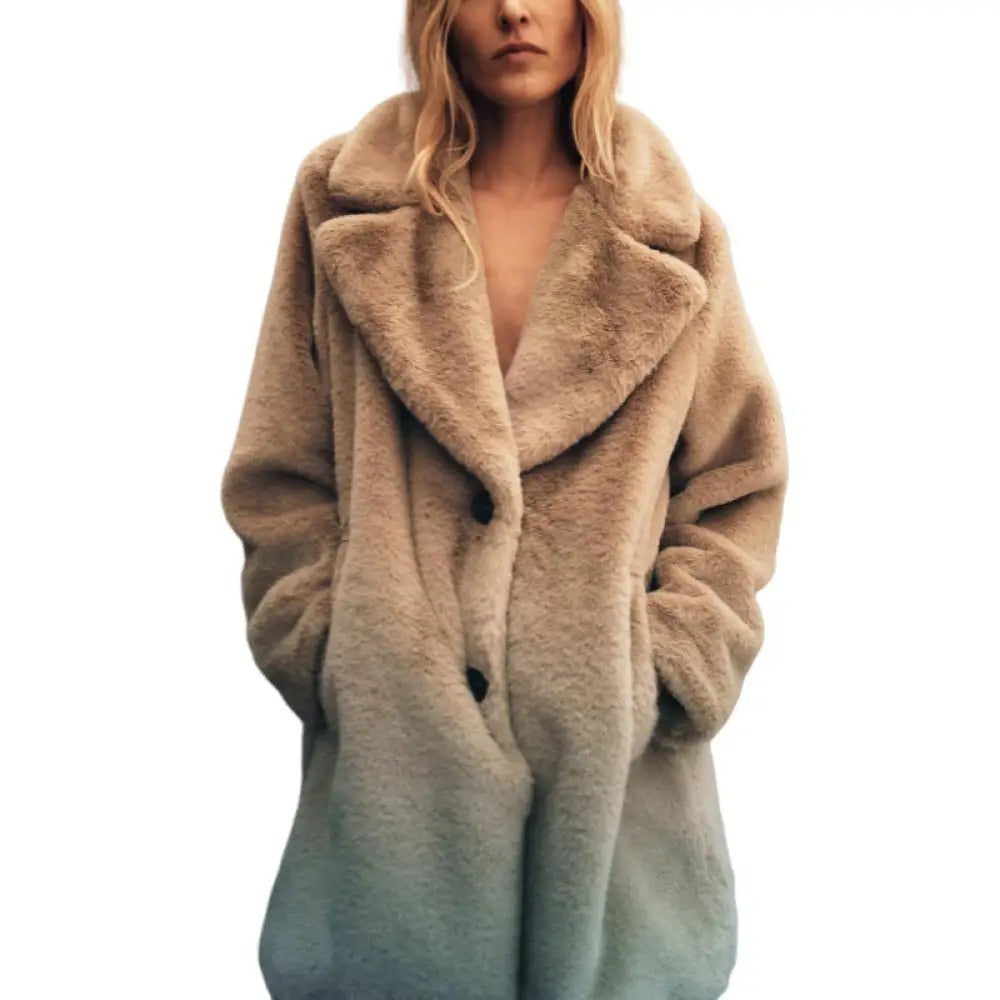 Fall Winter Fashion Artificial Fur Women’s Warm Mid-length Coat - Bag