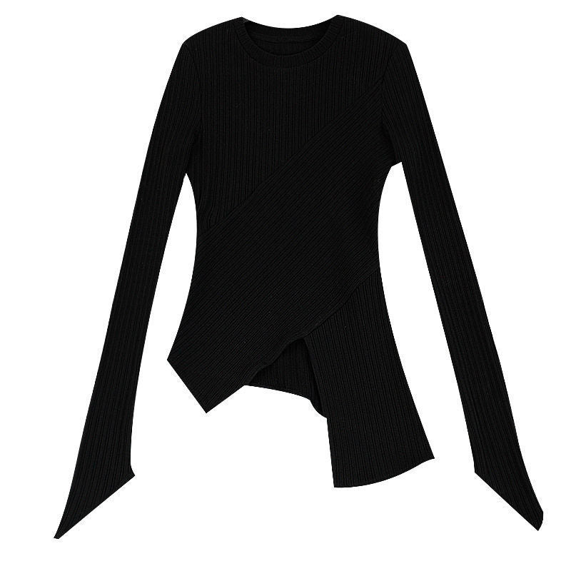 Asymmetric Loose Fit Knitting Sweater – dreamy chic streetwear | same ANTHEM. - black / S