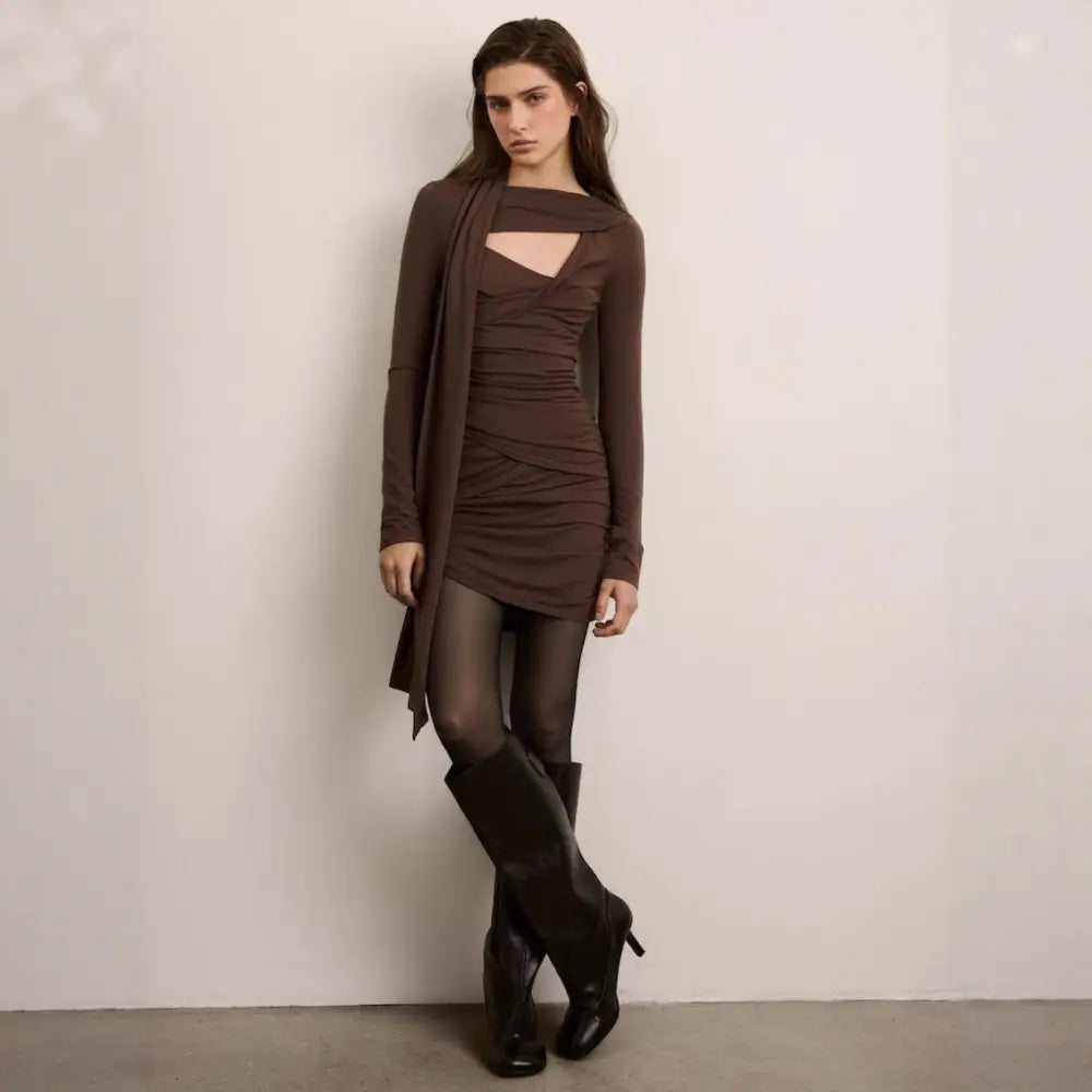 New Autumn Long-Sleeve Asymmetrical Bodycon Dress - Dress