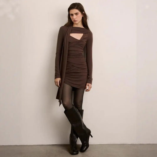 New Autumn Long-Sleeve Asymmetrical Bodycon Dress - Dress