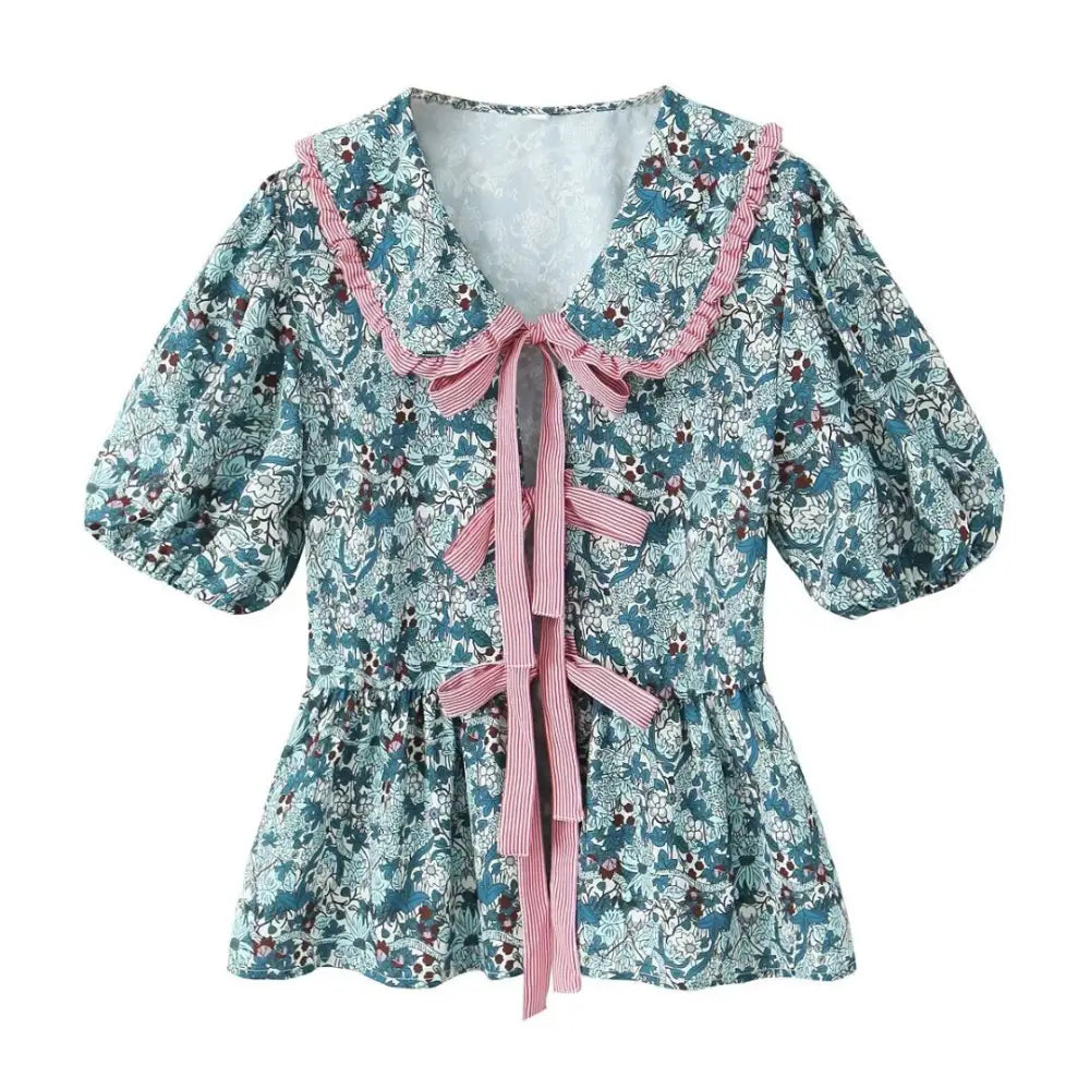 Baby Collar Floral Shirt – Dreamy & Chic Nostalgic Style | same ANTHEM - Picture Color / XS